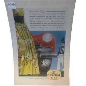 Vintage 1946 General Tire Graduation Day Ad Advertisement